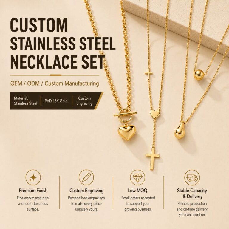 Stainless Steel Necklace Stainless Steel Heart Cross Teardrop Pendant Necklace