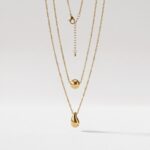 Stainless Steel Necklace Dew & Sphere Layered Necklace