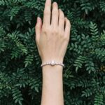 Copper Bracelet Lumina Halo Slider Bracelet - Rhodium Plated Copper Adjustable Tennis Bracelet with Cushion-Cut CZ Halo