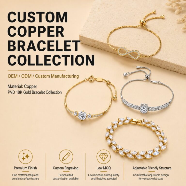 Copper Bracelet Brass Cubic Zirconia Adjustable Bracelet