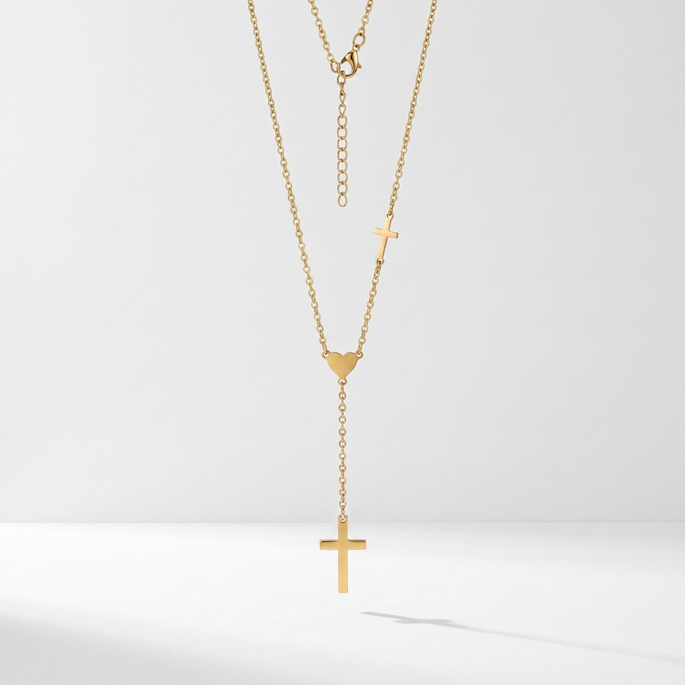 Stainless Steel Necklace Faith & Eternity Lariat Necklace