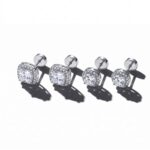 Copper Stud Earring Set Lumina Halo Stud Set - Rhodium Plated Copper Cushion & Round Cut CZ Halo Earrings