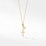 Stainless Steel Necklace Faith & Eternity Lariat Necklace - 18K Gold Plated Stainless Steel Infinity Symbol & Cross Pendant Chain