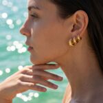 Copper Stud Earring Set Lumina Triple Hoop Earrings - 18K Gold Plated Copper Chunky Stacked Huggie Hoops
