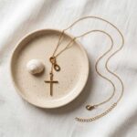Stainless Steel Necklace Faith & Eternity Lariat Necklace - 18K Gold Plated Stainless Steel Infinity Symbol & Cross Pendant Chain