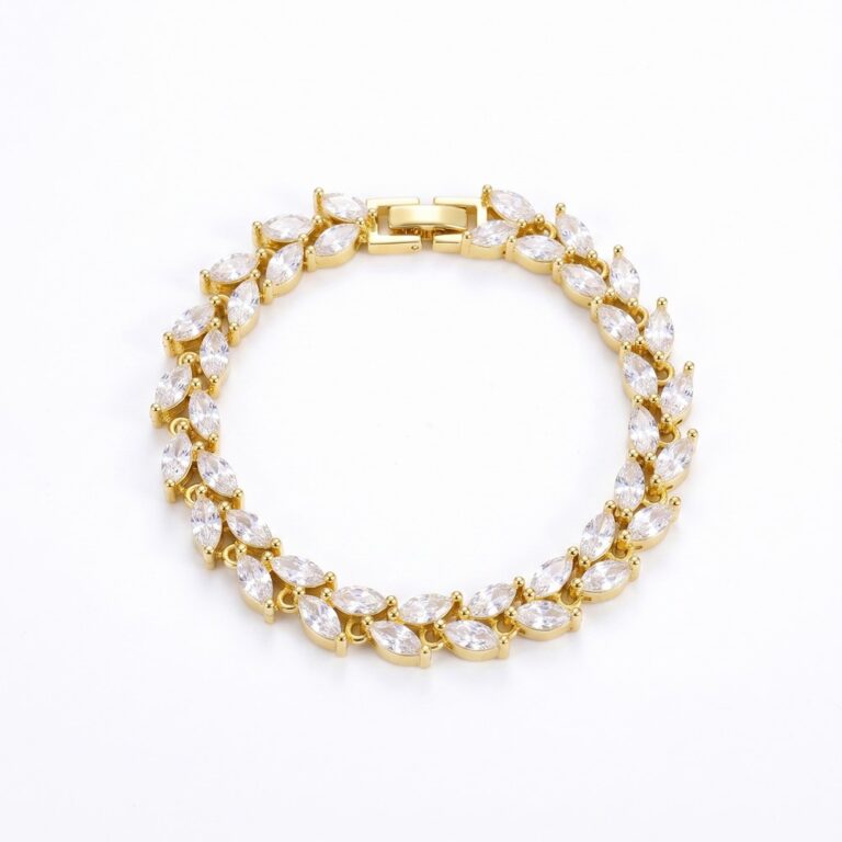 Copper Bracelet Marquise Luster Tennis Bracelet - 18K Gold Plated Copper Double Row Marquise CZ Bracelet
