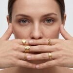 Stainless Steel Ring Set Vintage Tidal Gold Collection - 5pcs 18K Gold Plated Stainless Steel Open Rings with Hammered, Sun & Textured Details
