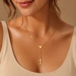 Stainless Steel Necklace Stainless Steel Heart Cross Teardrop Pendant Necklace