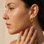 Copper Stud Earring Set Lumina Triple Hoop Earrings - 18K Gold Plated Copper Chunky Stacked Huggie Hoops