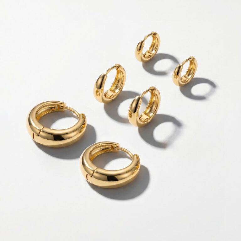 Copper Stud Earring Set Lumina Triple Hoop Earrings - 18K Gold Plated Copper Chunky Stacked Huggie Hoops