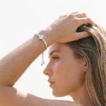 Copper Bracelet Lumina Halo Slider Bracelet - Rhodium Plated Copper Adjustable Tennis Bracelet with Cushion-Cut CZ Halo